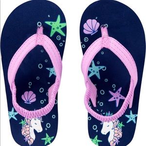 Girls unicorn flip flops